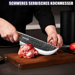 Hand-forged chef knife set of high-quality carbon steel, including meat cleaver, for buitenkeuken