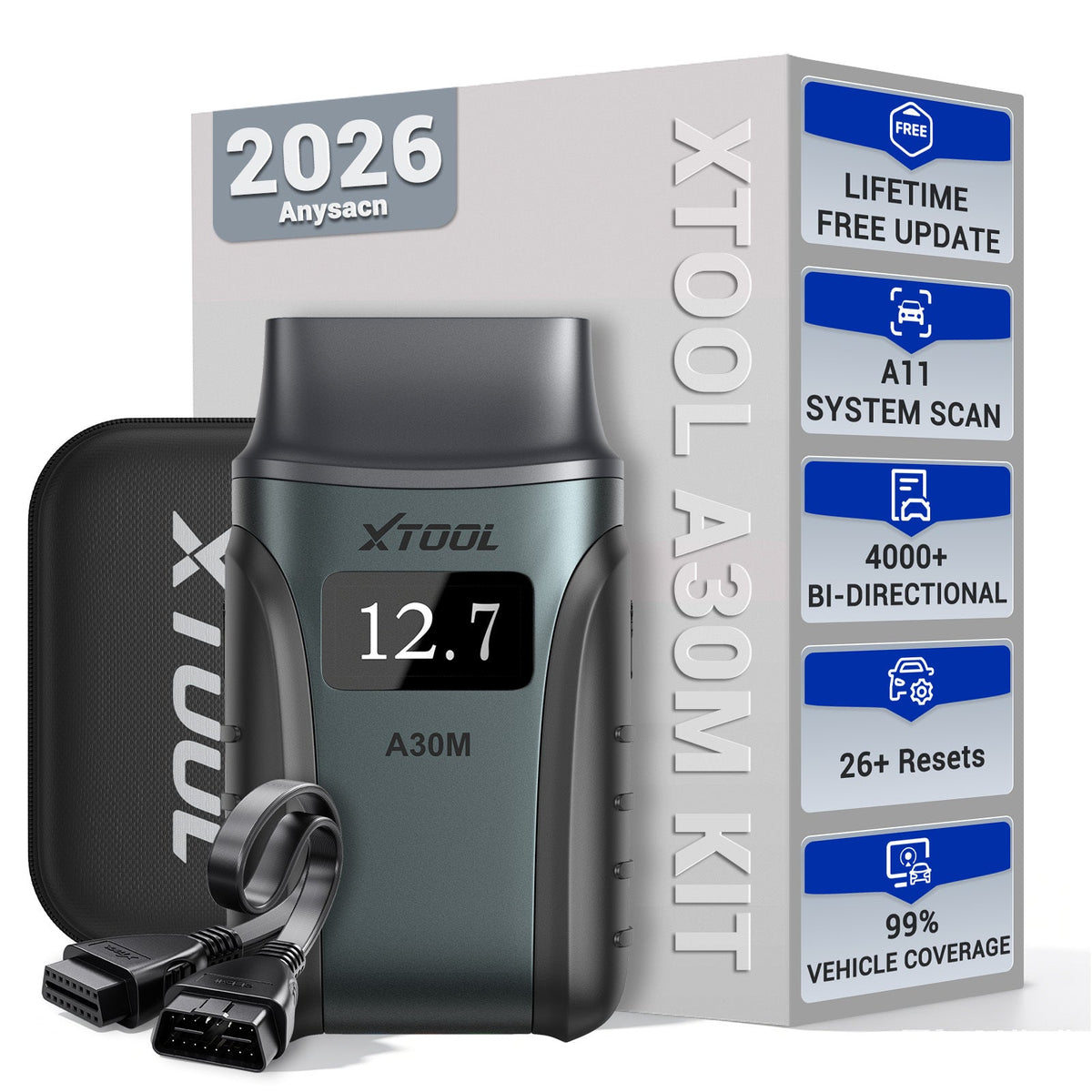 USA Warehouse XTOOL A30M Kit 2026 New OBD2 Scanner Full-system diagnostics Tool with Bidirectional 26+ Reset Free update