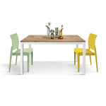 Uitschuifbare rustieke eiken eettafel 120x80 white metalen onderstel for binnengebruik