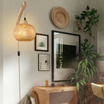 Rustieke Boerderij Retro Bamboo Geweven E27 Wall light Led Round Kap For Indoor Home Decor For living room Bedroom kitchen