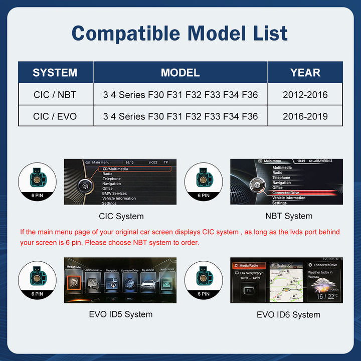 RoadTop 12.3 Wireless CarPlay Linux Multimedia display for BMW Series 3 4 F30 F31 F32 F33 F34 F36 2012-2018 Android Car Airplay
