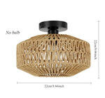 Handgeweven Ceiling light modern Rotan Plafondverlichtingsarmaturen Opbouwlicht For Bedroom kitchen Rotan Lamp