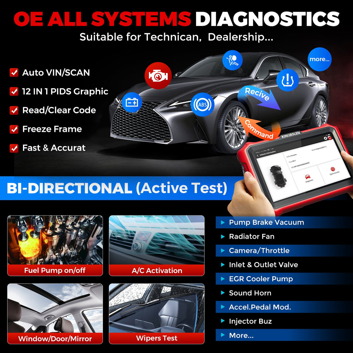 US EU Warehouse 2026 K8 PRO full system car diagnostic tool bidirectional control OBD2 Auto Scanner lifetime free updates