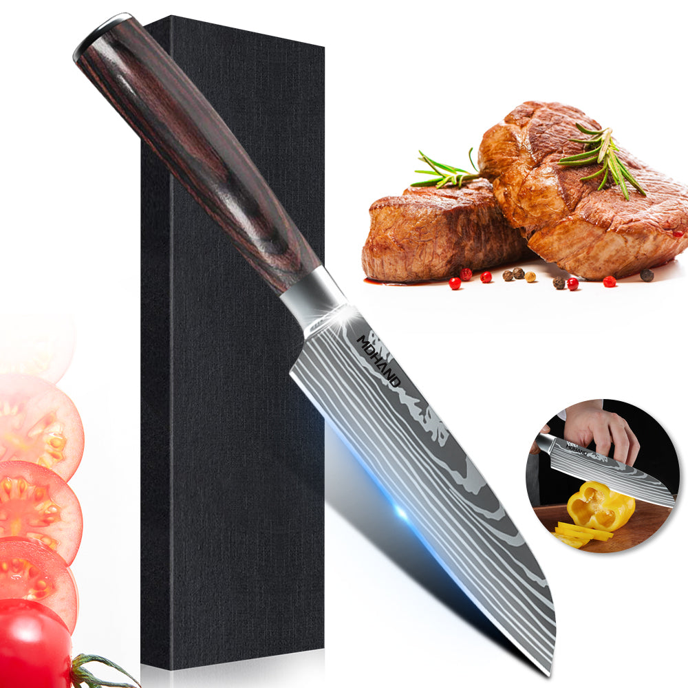5Inch Santoku knife 7cr17 stainless steel chef cutting Santoku kitchen knives full Tang wooden handle knife