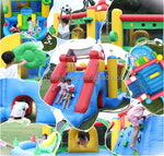 17.6x14.5x8.8FT commercial inflatable bounce-house combo 100% PVC bounce house with slide, ball pit, climbing features, basketball hoop