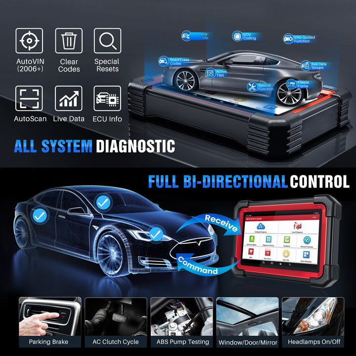 CRP919E BT Car diagnostics Scanner Red LCD Bluetooth Full system OBD2 Universal Tool