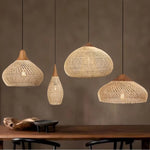 Rattan pendant light rattan chandelier handwoven Boho pendant light for dining room kitchen island living room