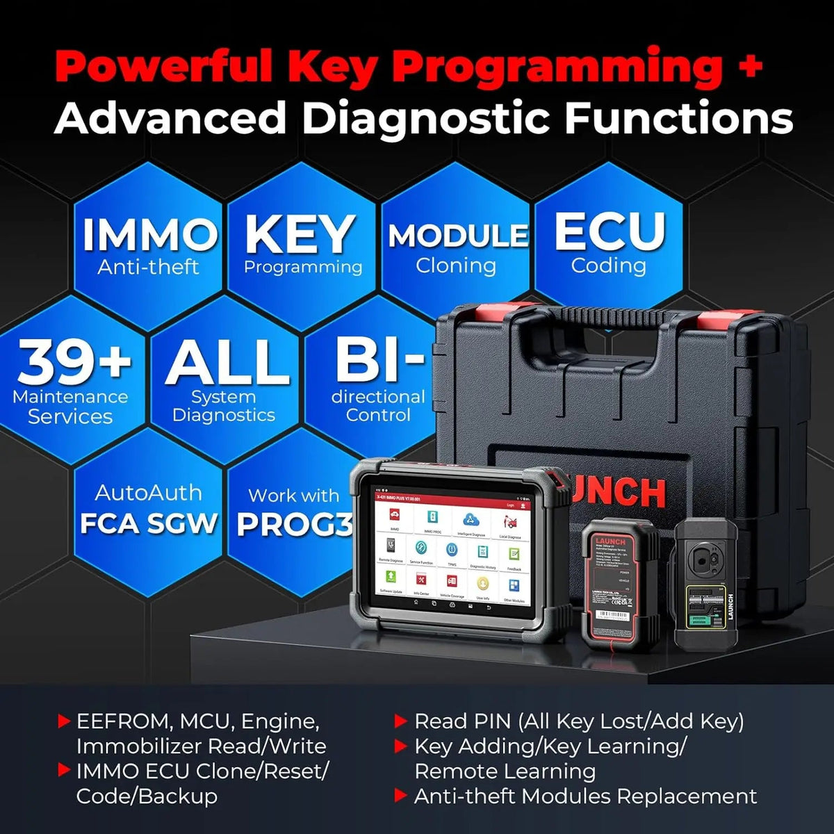 LAUNCH X431 IMMO Plus Key programmer Auto Diagnostic tool Auto OBD2 Scanner ECU coding Active test