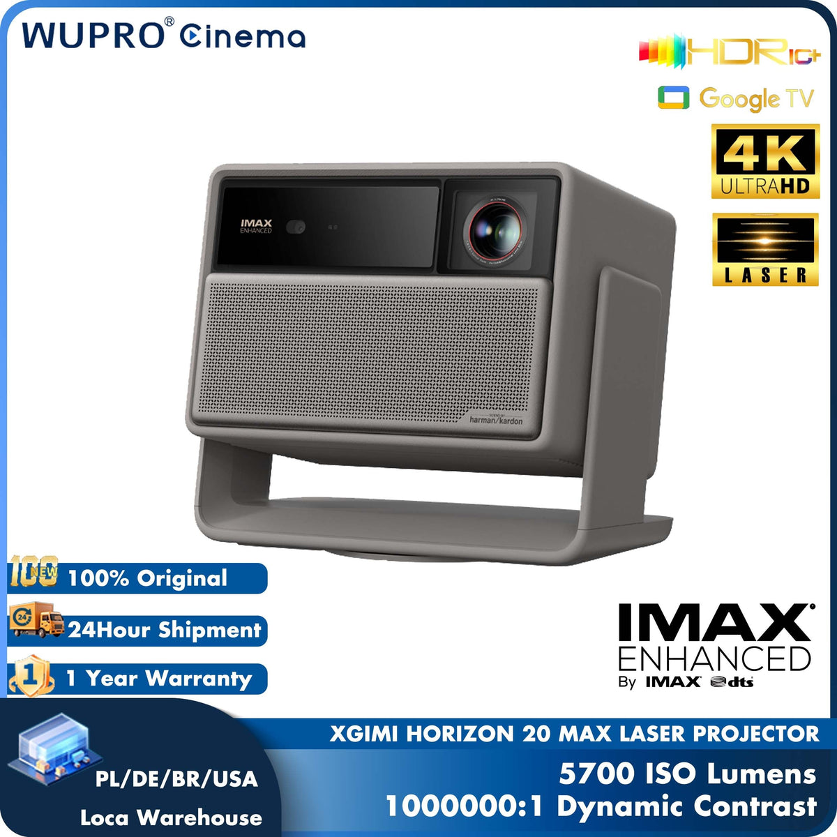 Wholesale XGIMI Horizon 20 MAX 5700 ISO Lumen DLP Laser Projector 4K UHD Home Theater 4+128GB 240Hz Gaming Google TV Projecto