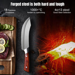 4-piece handgesmede slagermesset - Kiritsuke knives, meat cleaver, ontbeenmessen, slagermessen, 5Cr15MoV steel chef knife