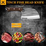 7Inch Serbian Chef knife Gesmeed Slagersmes With Sheath, Heavy Duty Bot Cleaver Hakken Scherp Slachtvis Speciaal Knife