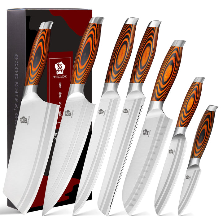 WILDMOK professional 7-piece chef knife set for home and professional kitchens, German steel, knives with sharp blades