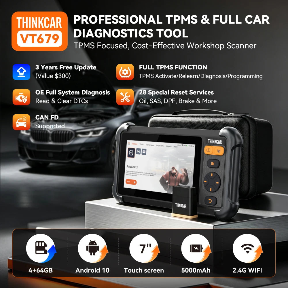 THINKCAR VT679 All-in-One full-system diagnostics TPMS Scanner with diagnostic of Voertuigsystemen CAN FD support 98% Voertui