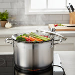 Stoompannen STAINLESS STEEL 24 Cm Groentenstoompan STAINLESS STEEL Kookpan Classic Passage Fackelmann Sluiting Bloemvormig Aanraakbaar