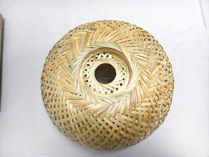 Handmade Chinese woven bamboo pendant light for farmhouse-style music restaurant, small living room or tea house, bamboo E27 pendant light