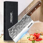 7 inch butcher knife, meat cleaver, chef knife with sheath, zwaar uitgevoerd beenhakmes with full gevormd wooden handle