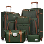 5-piece luggage set of textile (20/24/28 inch) - Lightweight uitbreidbare reiskoffer trolley with travel bag & toilettas