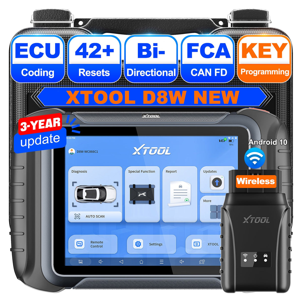 EU Warehouse XTOOL D8W EU OBD2 Scanner All-system Diagnostics ECM Programming tool Automotive Key programmer for All keys Ver