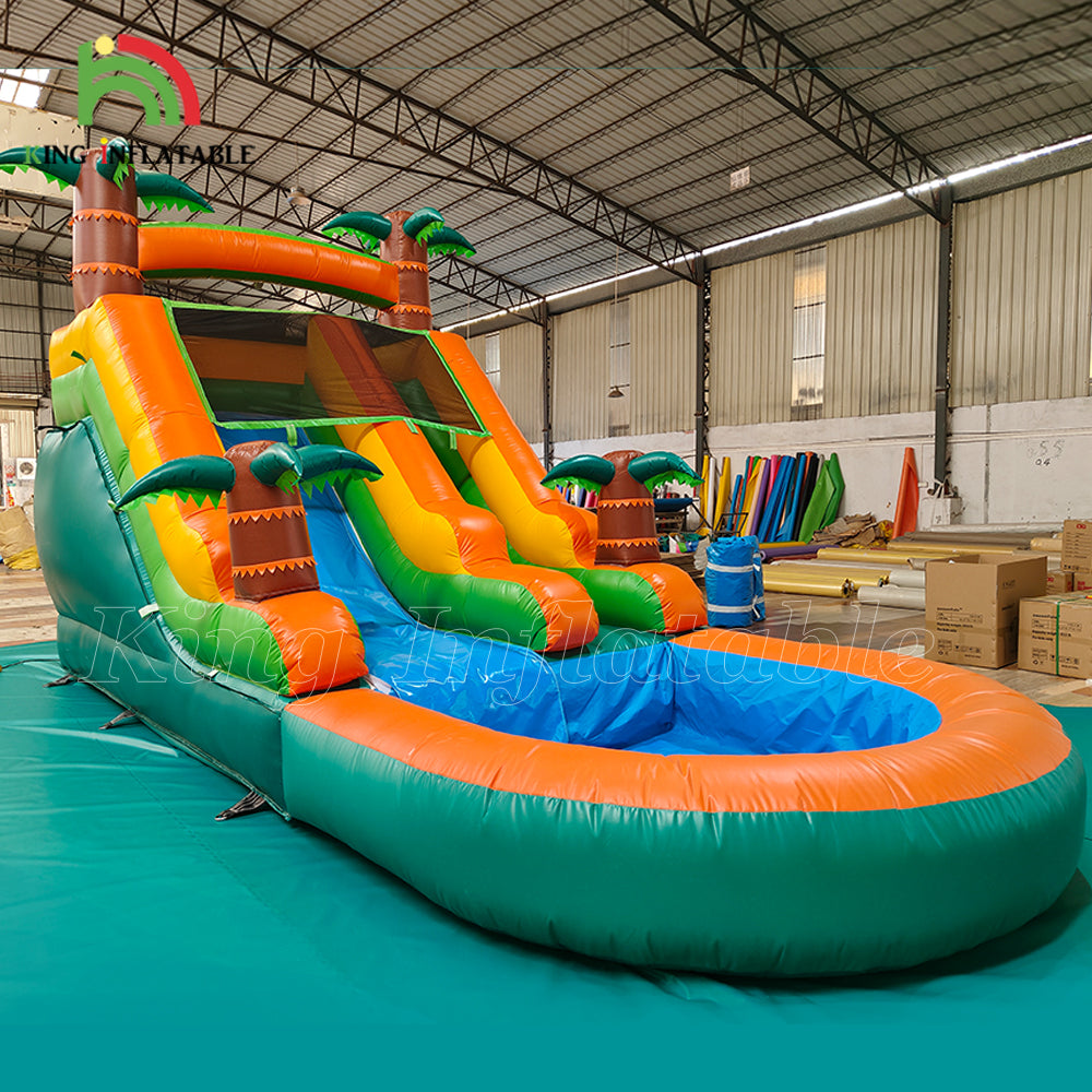 21x9x12FT commercial PVC children's party inflatable slides outdoor garden inflatable water slide with pool