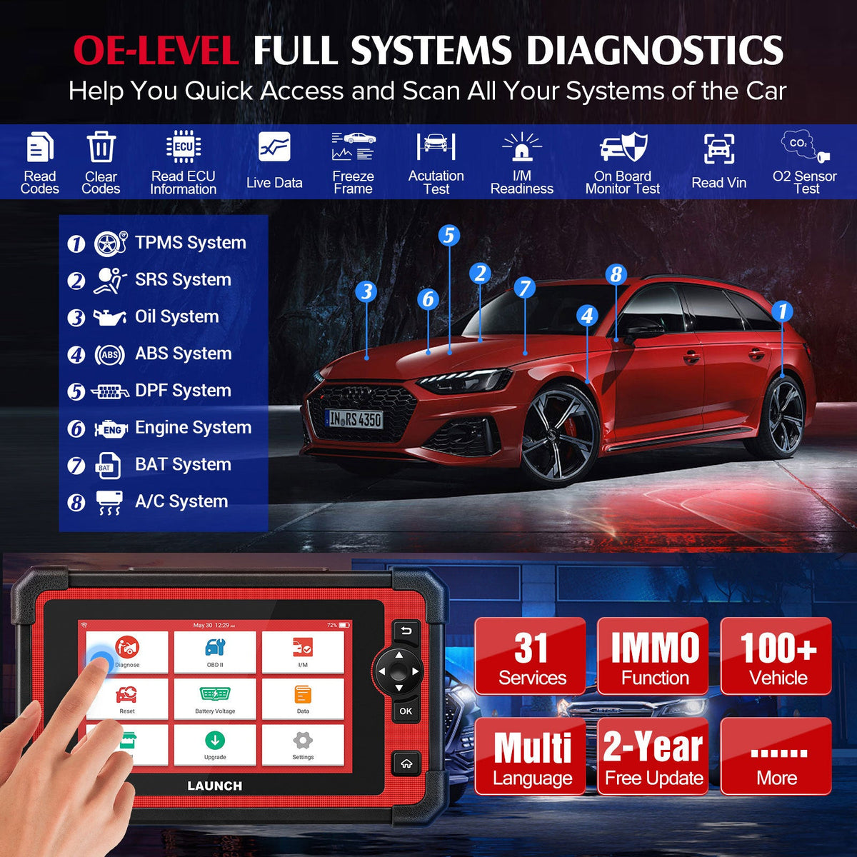 Launch X431 Crp919e automotive diagnostic Scan tool full system car OBD2 scanner active test CAN FD/DOIP Pk Crp919x