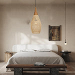 Rattan pendant light rattan chandelier handwoven Boho pendant light for dining room kitchen island living room