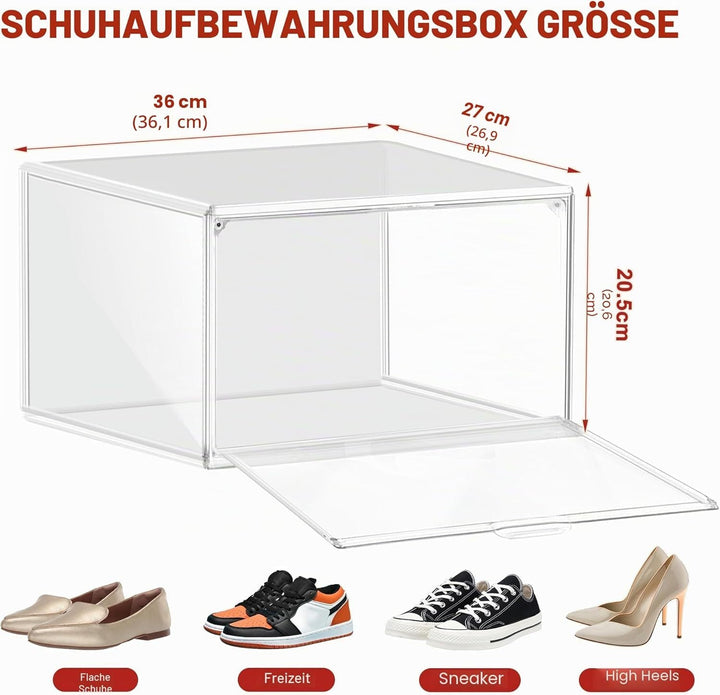 DAYOOH 12-piece stackable sneaker display suitcase, stofdicht, transparant, foldable, magnetisch, doorzichtige plastic shoes opbergbox organizer