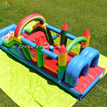 25x8x8.2FT commercial inflatable bounce house obstacle course bounce house Combo with slide, ball pit, obstacles, climbing features, blower