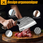 7Inch Serbian Chef knife Gesmeed Slagersmes With Sheath, Heavy Duty Bot Cleaver Hakken Scherp Slachtvis Speciaal Knife