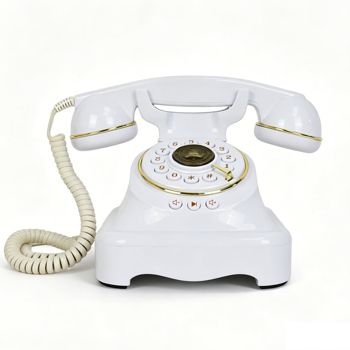Vintage audio guest book phone new rotary phone white pink gold print for party rental