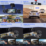 Podofo 3.16'' Dashcam 4-lens 1080P DVR camera 480P links-rechts-achteruitkijkspiegel lusopname nachtzicht bewegingsdetectie v