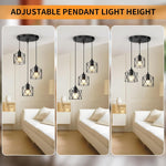 Joyinled 3-lichts metal pendant light, pendant light for kitchen, dining room, ceiling light, E26 fitting, adjustable height