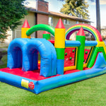 25x8x8.2FT commercial inflatable bounce house obstacle course bounce house Combo with slide, ball pit, obstacles, climbing features, blower