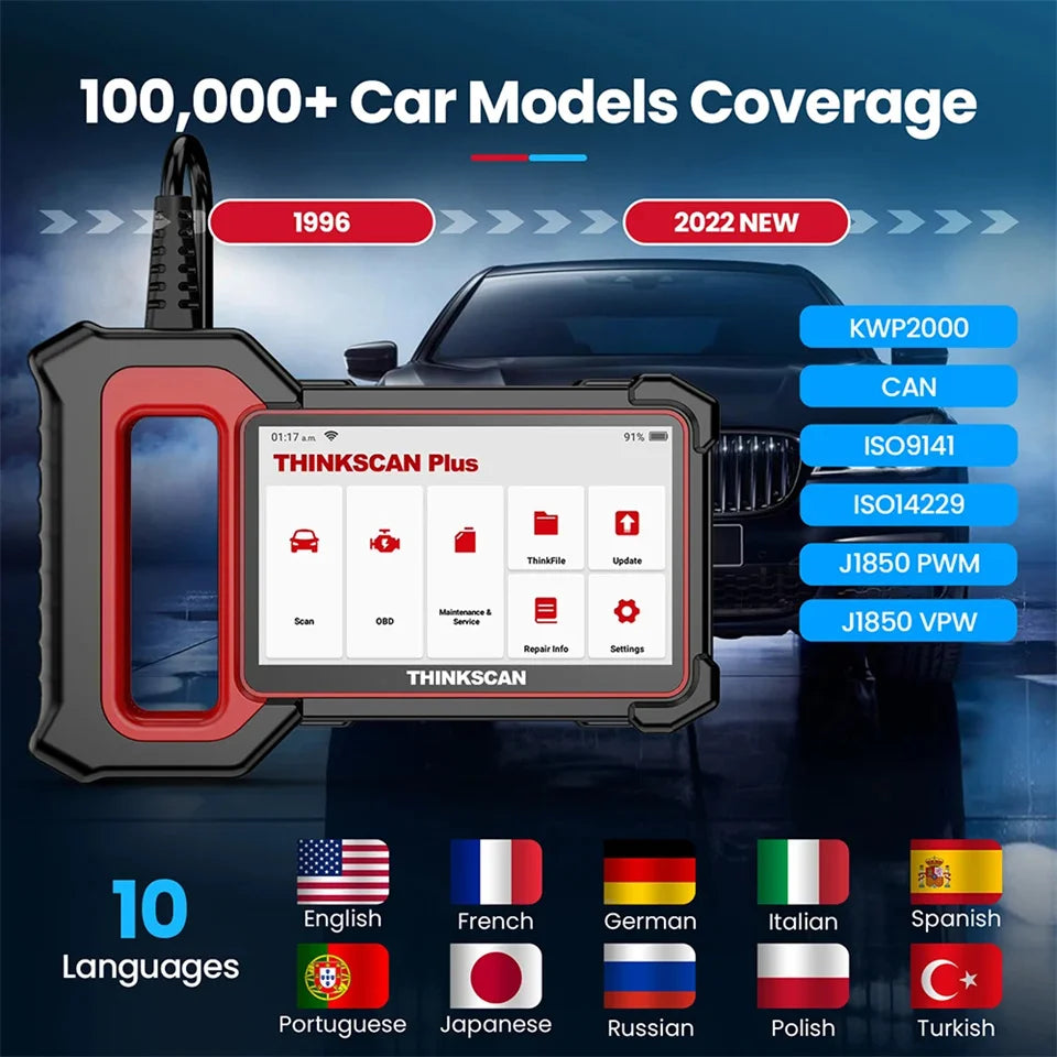 ThinkScan Plus S7 OBD2 Scanner all cars diagnostic Gereedschappen with 7 system Motor SRS code reader 5 Optionele DIY Reset l