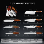 WILDMOK professional 7-piece chef knife set for home and professional kitchens, German steel, knives with sharp blades