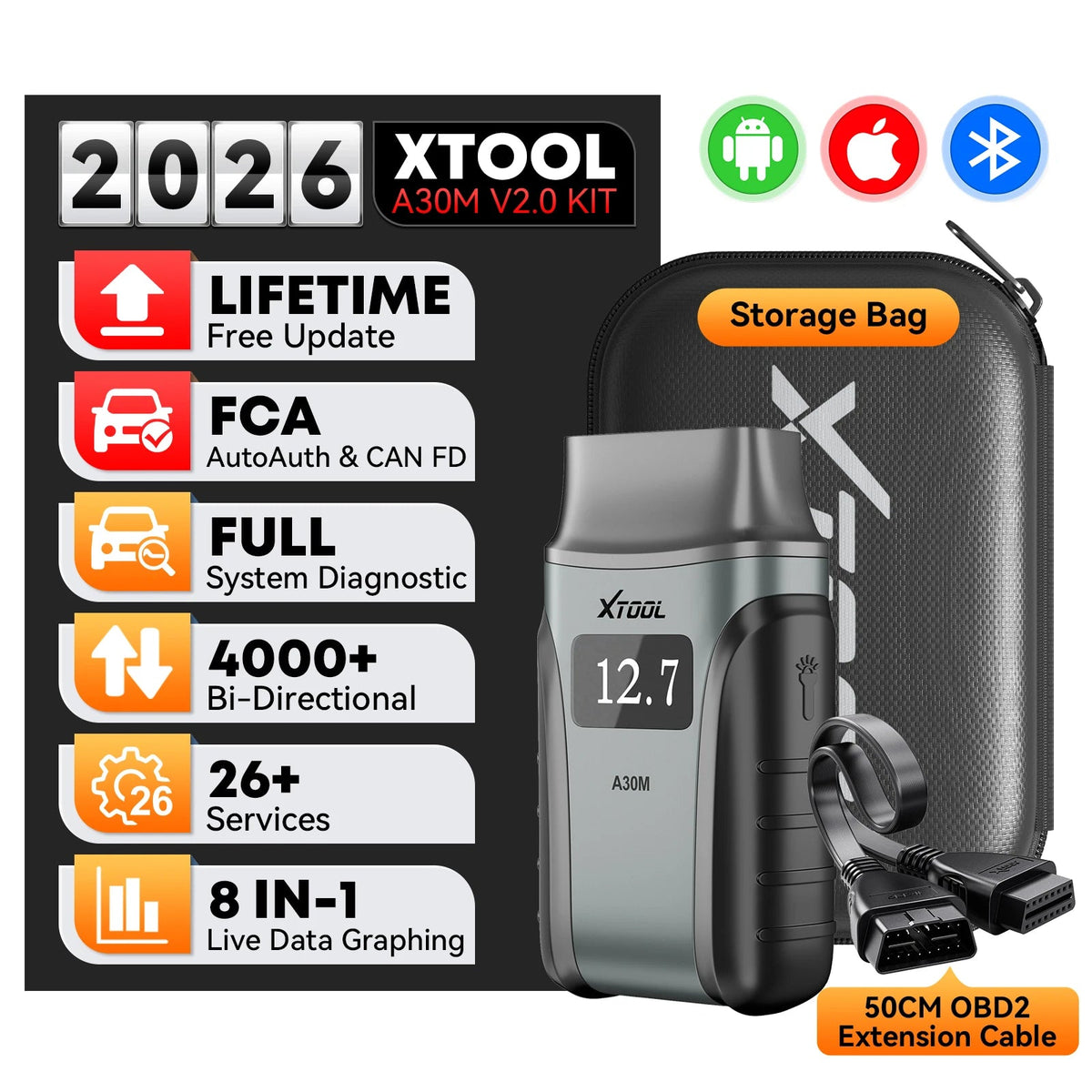 USA Stock XTOOL A30M Kit V2.0 Anyscan AI Scanner diagnostic tool wireless code reader bidirectional Scantool for IOS & Androi