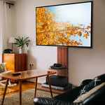 In height adjustable wooden Tv Floor stand Bracket With wooden Planken For 32-65 Inch