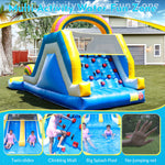 commercial PVC dual track inflatable slide for outdoor, inflatable water slide with splash pool and climbing wall