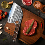 7Inch Serbian Chef knife Gesmeed Slagersmes With Sheath, Heavy Duty Bot Cleaver Hakken Scherp Slachtvis Speciaal Knife