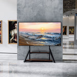 Large wooden tv-floor stand with height adjustment and storage shelf