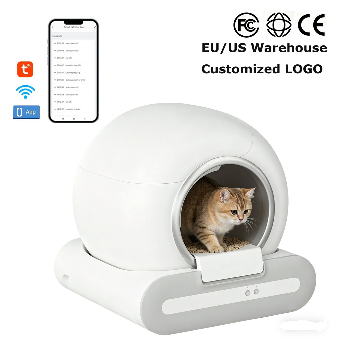 EU Warehouse intelligent automatic litter box Deodoratie Electric Easy Clean te Make 65L Extra Large capacity
