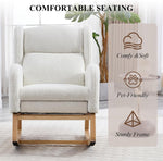 Oversized white Teddy Gestoffeerd glider Rocker footrest With side pocket Accent reading chair For living room