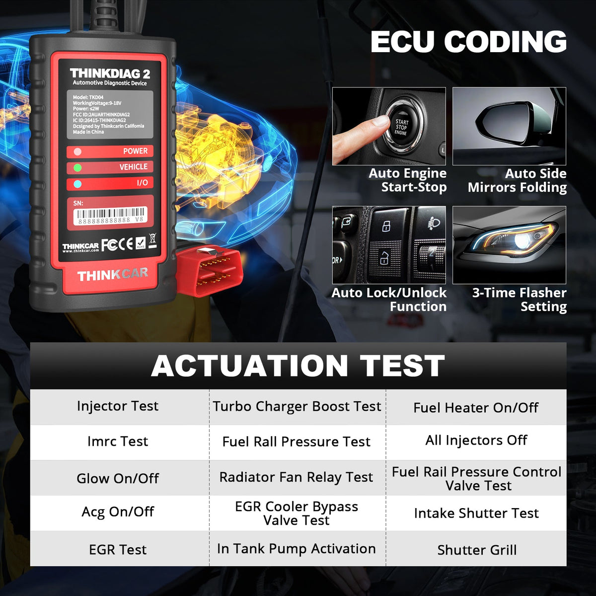 US EU ThinkDiag 2 OBD2 Scanner Ondersteunt CAN FD Protocollen suitable for Automerken free full Software 16 Reset functions E