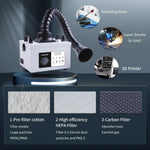 EU Stock KNOKOO FES150S 100W Soldeerrookafzuiger Germany warehouse Desktop Rookafzuiger Filter for Lassen Laser 3D printer