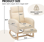 Modern rocking chair Teddy upholstered comfortable Rocker armchair footrest side pocket living room