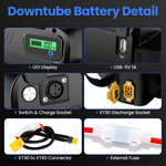 EU THE Warehouse Triangle E-bike battery with 5000mAh 21700 Lithium-ion cells, 48V 30Ah capacity, 50A GPS BMS and 4A snellader