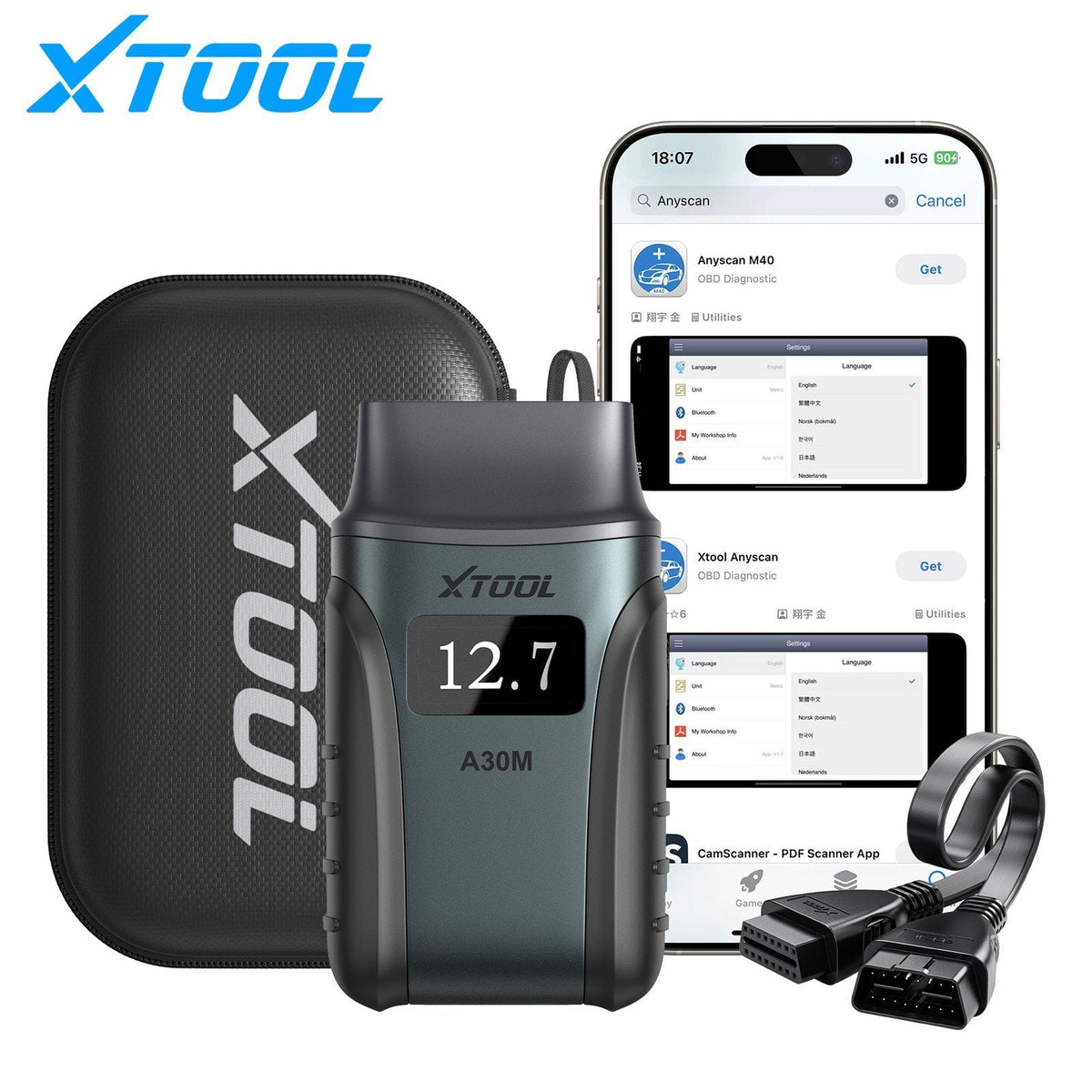 USA Stock XTOOL A30M Kit Anyscan APP Automotive full system Scanner AI diagnostic Tool bidirectional OBD2 code reader for Aut