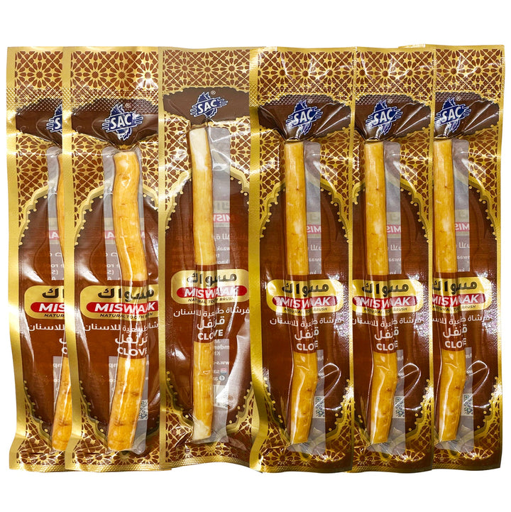 6-pack natural plantentanden miswak-sticks - vacuum packed traditionele mondverzorging takjes with kruidnagelsmaak for frisse adem