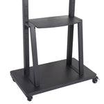 In height adjustable rolling TV floor stand with 2 tier shelves Max load 65Kg