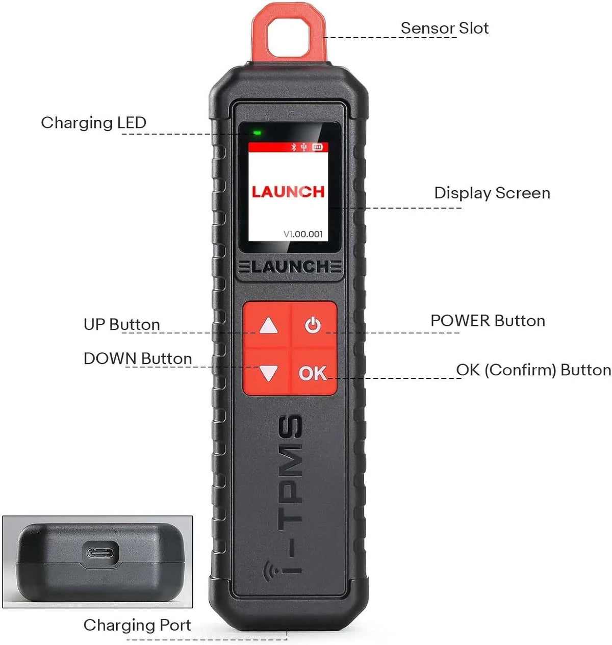 LAUNCH X-431 ITPMS Handheld TPMS Service Tool works with X-431 scanner or I-TPMS APP. Supports all 315/433MHz sensors.