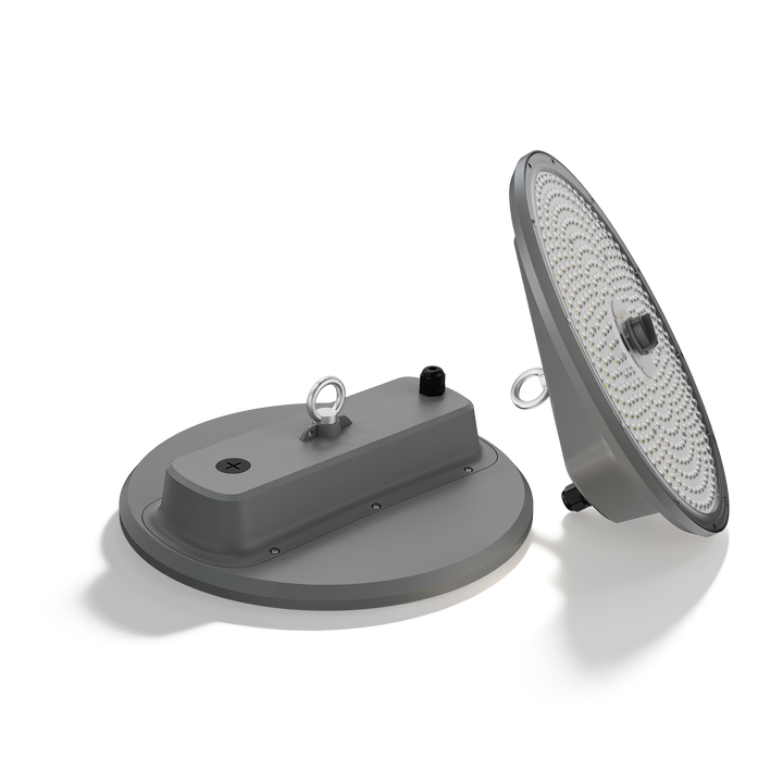 Germany warehouse, 7 year warranty 100-200W instelbaar 200lm/W Liteon 5050 PC Lens IP66 IK08 UGR Under 22 UFO LED High Bay Light